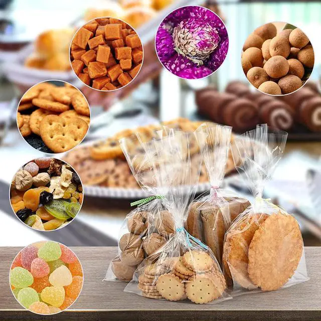 Alt view image 5 of 7 - Small Cellophane Bags, Clear Gift Treat Bags for Candy, Cake Pops, Goodies & Party Favors with 4'' Ties, 100PCS (4'' x 6'')