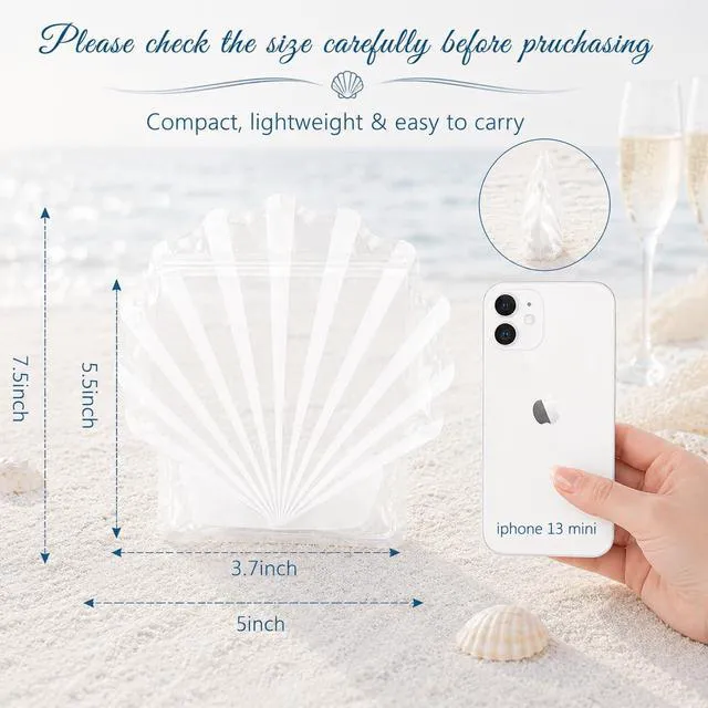 Alt view image 5 of 6 - 15pcs Seashell Shaped Bags for Bachelorette Party Hangover Kit, Resealable Stand Up Pouch Bags, White