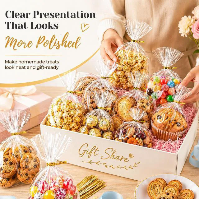 Alt view image 6 of 7 - Cellophane Bags, 100 Pack 6x10 inch With Ties for Pretzel Packs | Use them for pretzel rods, popcorn, cookie stacks, and concession treats that need extra vertical room.