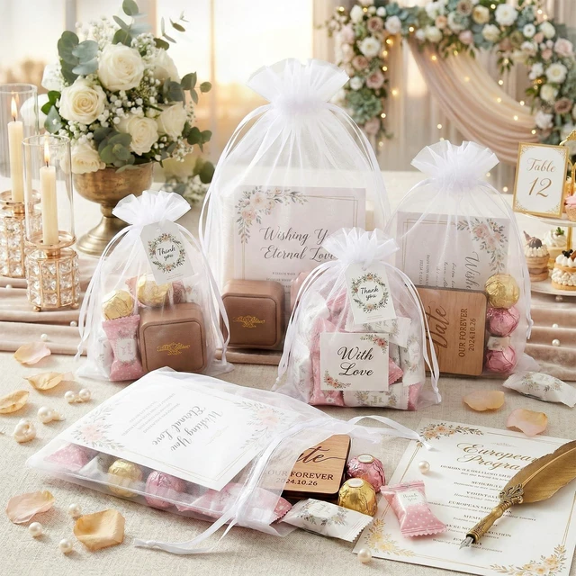 Alt view image 3 of 7 - 100Pcs White Organza Bags 3x4 in,Small Mesh Drawstring Gift Bag | Little Jewelry Bags for Wedding Party Favors,Mini Drawstring Pouch for Sachet,Candy,Goodie,Bracelet,Treat Bag for Easter Day