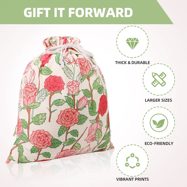 Alt view image 4 of 7 - Drawstring Gift Bags,Extra Large 24"x 20" | Premium Canvas Storage Bags | Reusable Fabric | Perfect for Baby Showers,Birthday Parties | Rosy