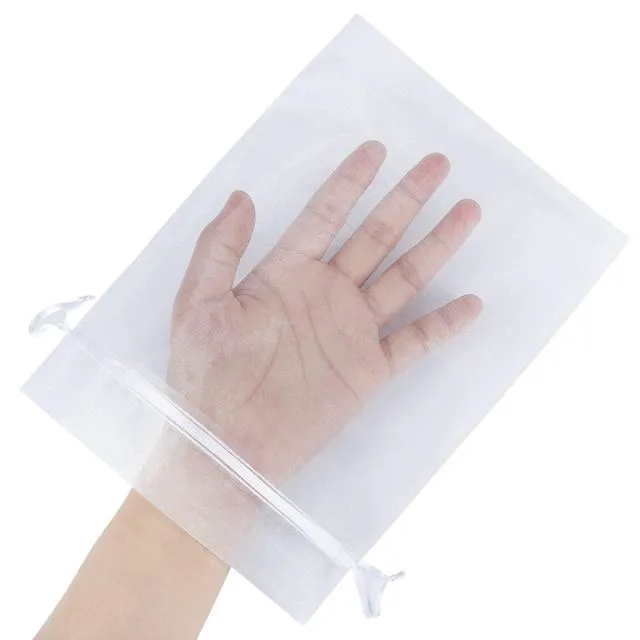 Alt view image 2 of 7 - 100pcs Mesh Organza Bags 6x9 in for Gift Giving, Large (White) | Sheer for Product Visibility, Easy-Close Drawstrings, Suitable for Jewelry, Cosmetic, Craft, Wedding, Party Favors, Christmas