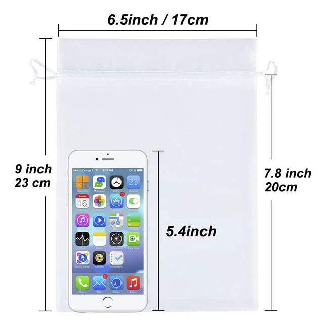 Alt view image 3 of 7 - 100pcs Mesh Organza Bags 6x9 in for Gift Giving, Large (White) | Sheer for Product Visibility, Easy-Close Drawstrings, Suitable for Jewelry, Cosmetic, Craft, Wedding, Party Favors, Christmas