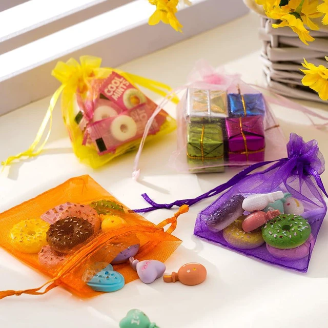 Alt view image 6 of 6 - 100PCS Organza Bags(3x4inch,Mixedcolor) | Small Mesh Bags Drawstring for Jewelry, Candy, Christmas, Sachets, Festivals, Bathroom Soaps, Wrapping Supplies
