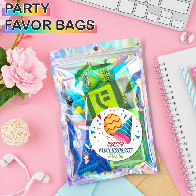 Alt view image 5 of 7 - 6.3x9.4 SmellProof Holographic Resealable Bag,Clear Mylar Favor Bag | 50 pcs Foil Pouch Bag,Zip Iridescent Party Favor Bag for Goodie,Candy,Treat,Food Storage,Jewelry,Packaging for Small Business