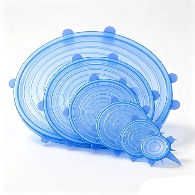 Main image of 6 pcs Silicone Stretch lids set(6 Sizes,blue) | Reusable Food Storage Covers,Flexible to Fit All Shape of Containers,Food Cover to Keep Food Fresh