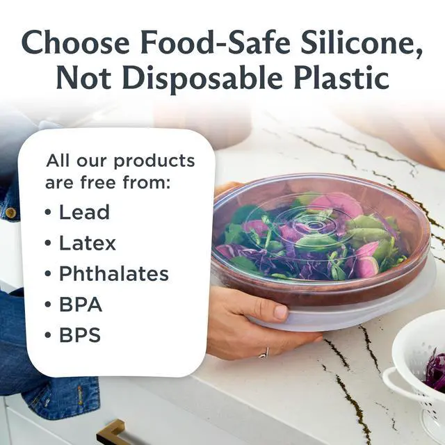 Alt view image 6 of 7 - Premium Reusable Silicone Stretch Lids, Clear, 3-Pack, Large | Food-Safe Silicone, Airtight Seal, Leak-Free, BPA-Free, Eco-Friendly, Food Container Covers, Microwave, Dishwasher, Meal Prep