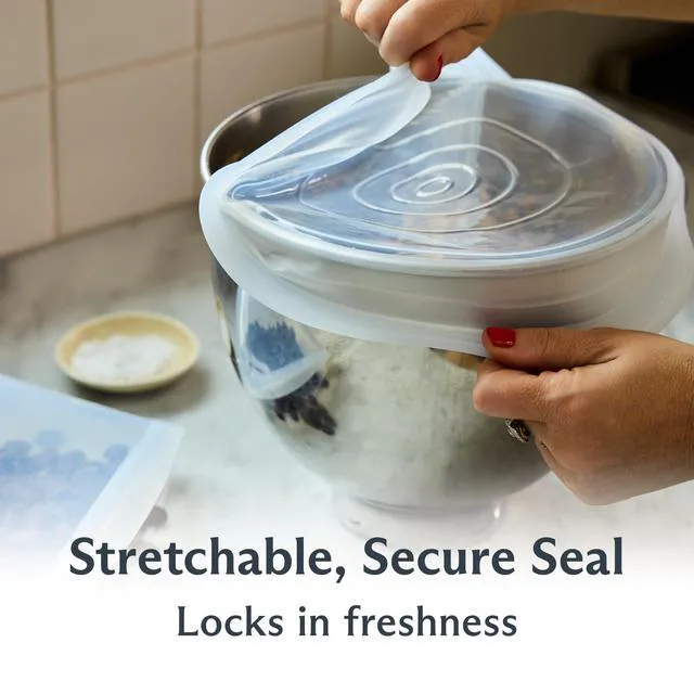 Alt view image 3 of 7 - Premium Reusable Silicone Stretch Lids, Clear, 3-Pack, Large | Food-Safe Silicone, Airtight Seal, Leak-Free, BPA-Free, Eco-Friendly, Food Container Covers, Microwave, Dishwasher, Meal Prep
