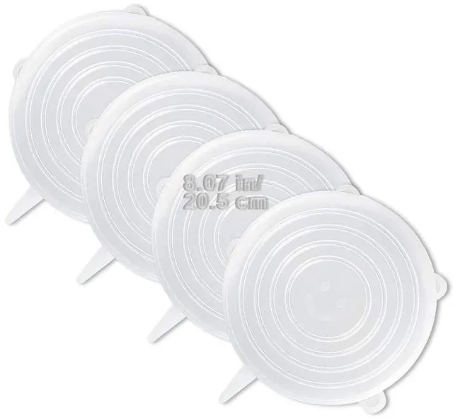 Main image of 4 Pack Same Size Silicone Stretch Lids, Thicker Reusable Sturdy Silicone Container Cover, Expandable Food Storage Covers, Dishwasher and Freezer Safe, 8.07in(20.5cm)