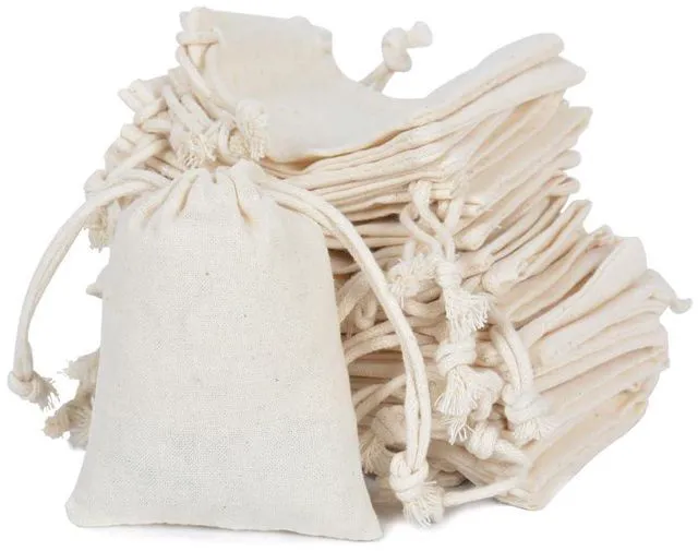 Main image of 50 Pcs Cotton Muslin Drawstring Sachet Pouch Bags 2.8 * 3.5" | Pure Cotton Sachet BagsReusable Empty Gift Pouches for Party Home Supplies