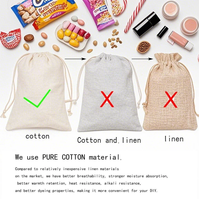 Alt view image 2 of 7 - 50 Pcs Cotton Muslin Drawstring Sachet Pouch Bags 2.8 * 3.5" | Pure Cotton Sachet BagsReusable Empty Gift Pouches for Party Home Supplies