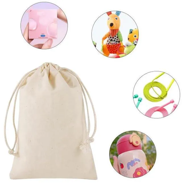 Alt view image 4 of 7 - 50 Pcs Cotton Muslin Drawstring Sachet Pouch Bags 2.8 * 3.5" | Pure Cotton Sachet BagsReusable Empty Gift Pouches for Party Home Supplies