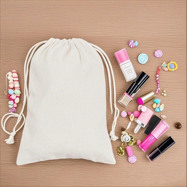 Alt view image 3 of 7 - 50 Pcs Cotton Muslin Drawstring Sachet Pouch Bags 2.8 * 3.5" | Pure Cotton Sachet BagsReusable Empty Gift Pouches for Party Home Supplies
