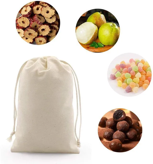 Alt view image 5 of 7 - 50 Pcs Cotton Muslin Drawstring Sachet Pouch Bags 2.8 * 3.5" | Pure Cotton Sachet BagsReusable Empty Gift Pouches for Party Home Supplies
