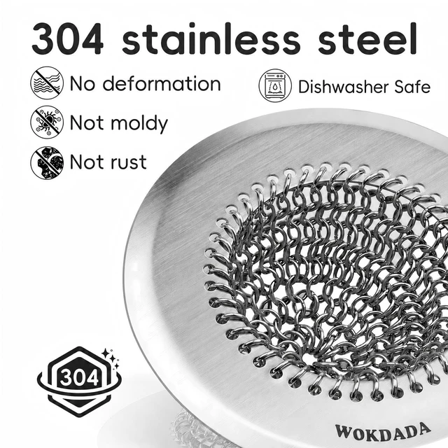 Alt view image 6 of 7 - Kitchen Sink Drain Strainer,Patented Reversible Chain Mesh Basket Anti-Clog | Revolutionary Sink Strainer-Flip to Empty,Easy Clean,Fast Drainage,304 Stainless Steel ,4.4" Large Capacity Food Catcher