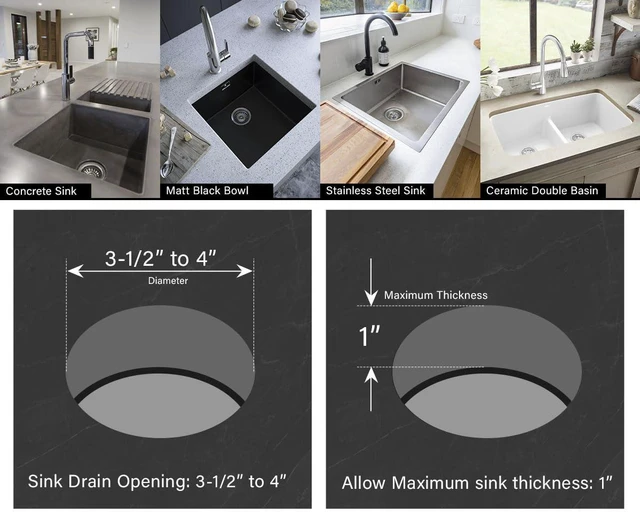 Alt view image 3 of 7 - 97333 Kitchen Sink Basket Strainer Replacement for Standard Drains (3.25 Inch) Chrome Plated Stainless Steel Body With Rubber Stopper, 3.25"