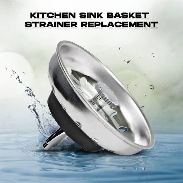 Alt view image 6 of 7 - 97333 Kitchen Sink Basket Strainer Replacement for Standard Drains (3.25 Inch) Chrome Plated Stainless Steel Body With Rubber Stopper, 3.25"