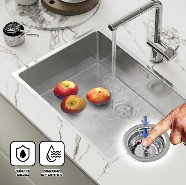 Alt view image 7 of 7 - 97333 Kitchen Sink Basket Strainer Replacement for Standard Drains (3.25 Inch) Chrome Plated Stainless Steel Body With Rubber Stopper, 3.25"