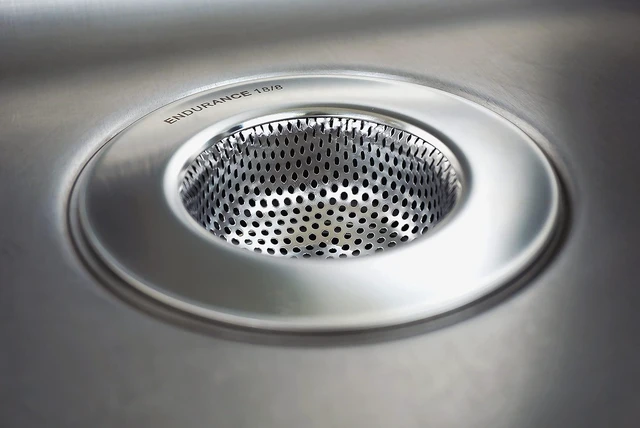 Alt view image 4 of 6 - Endurance® Stainless Steel Large Sink Strainer, 4.5" | Traps Food Scraps | Polished Finish with Precision Pierced Holes | Dishwasher Safe
