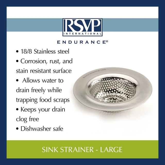 Alt view image 5 of 6 - Endurance® Stainless Steel Large Sink Strainer, 4.5" | Traps Food Scraps | Polished Finish with Precision Pierced Holes | Dishwasher Safe