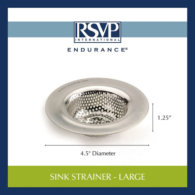 Alt view image 6 of 6 - Endurance® Stainless Steel Large Sink Strainer, 4.5" | Traps Food Scraps | Polished Finish with Precision Pierced Holes | Dishwasher Safe