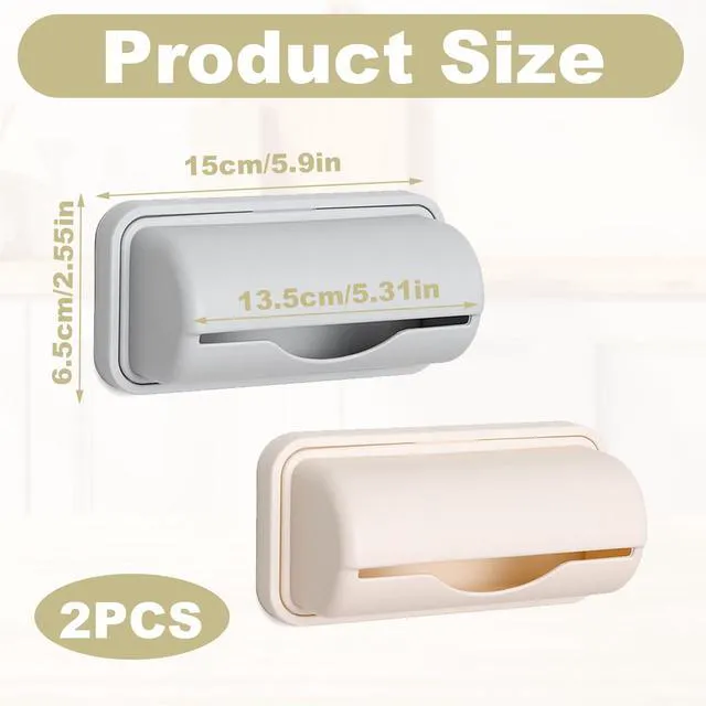 Alt view image 2 of 6 - Trash Bag Dispenser 2PCS Wall Mount | For Kitchen Bathroom Toilet Storage, Garbage Bag Holder with Self-Adhesive Mount, Space-Saving Design, Easy Refill