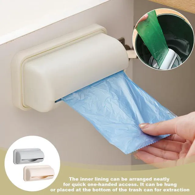Alt view image 4 of 6 - Trash Bag Dispenser 2PCS Wall Mount | For Kitchen Bathroom Toilet Storage, Garbage Bag Holder with Self-Adhesive Mount, Space-Saving Design, Easy Refill