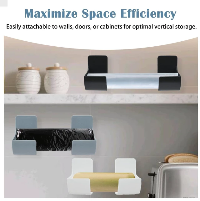 Alt view image 6 of 7 - 6Pcs Trash Bag Holder Dispenser, Adjustable Wall Mount Storage | No Drill Self-Adhesive Wall Mount, Adjustable Split Storage, 3 Colors, Space Saving Cabinet Organizer, Kitchen Bathroom Use