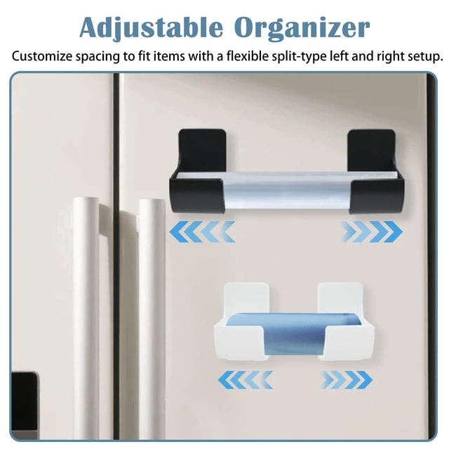 Alt view image 7 of 7 - 6Pcs Trash Bag Holder Dispenser, Adjustable Wall Mount Storage | No Drill Self-Adhesive Wall Mount, Adjustable Split Storage, 3 Colors, Space Saving Cabinet Organizer, Kitchen Bathroom Use