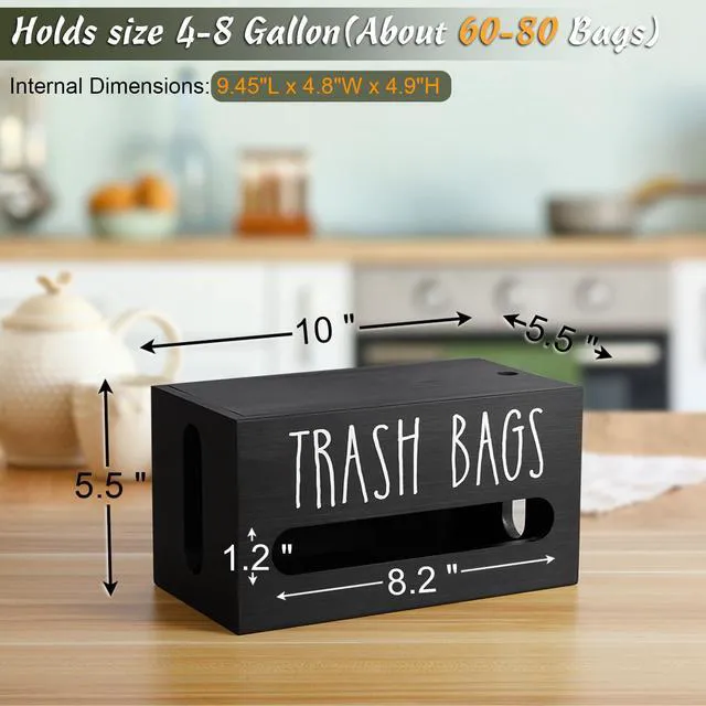 Alt view image 2 of 7 - Trash Bag Dispenser, Trash Bag Holder Wall Mount, Wooden Trash Bag Holder for 4-8-gallon Trash Bags Roll Holder Countertop, Home Decor Under Kitchen Sink Organization