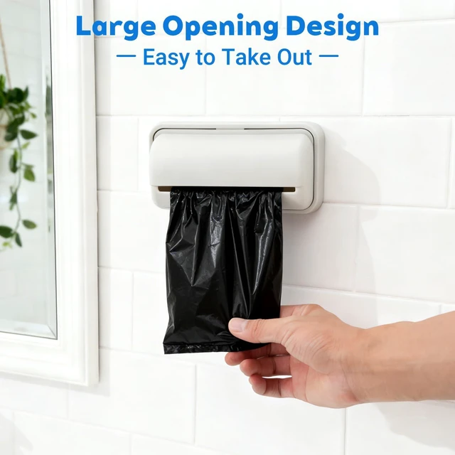 Alt view image 4 of 7 - 3Pcs Trash Bag Dispenser with 100 Liners, Wall Mounted Bag Holder | Space Saving Wall Mount Design, Trash Can Liner Dispenser Storage Plastic Grocery Garbage Bags for Kitchen Bathroom
