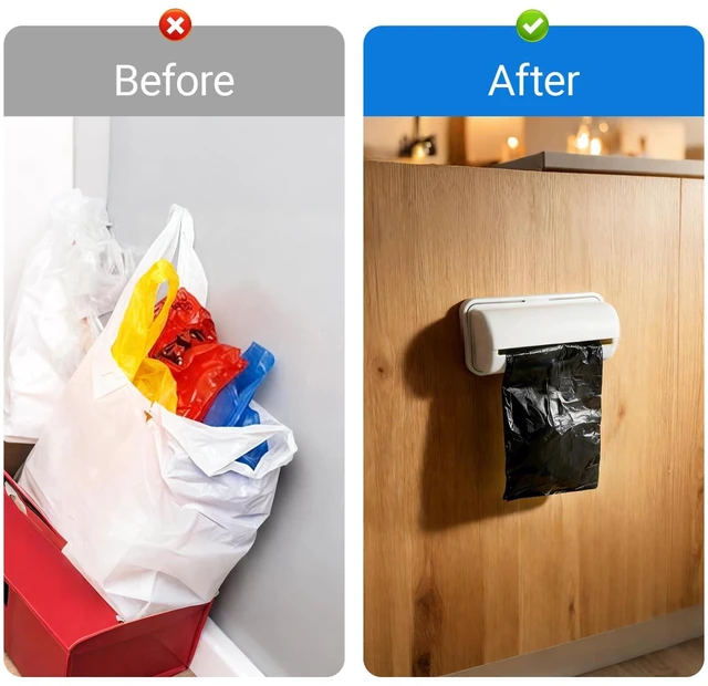 Alt view image 5 of 7 - 3Pcs Trash Bag Dispenser with 100 Liners, Wall Mounted Bag Holder | Space Saving Wall Mount Design, Trash Can Liner Dispenser Storage Plastic Grocery Garbage Bags for Kitchen Bathroom