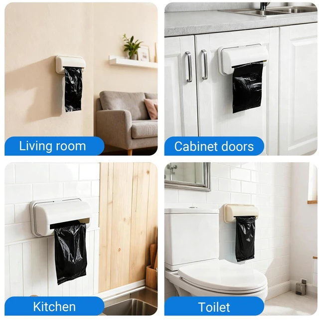 Alt view image 6 of 7 - 3Pcs Trash Bag Dispenser with 100 Liners, Wall Mounted Bag Holder | Space Saving Wall Mount Design, Trash Can Liner Dispenser Storage Plastic Grocery Garbage Bags for Kitchen Bathroom