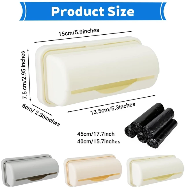 Alt view image 2 of 7 - 3Pcs Trash Bag Dispenser with 100 Liners, Wall Mounted Bag Holder | Space Saving Wall Mount Design, Trash Can Liner Dispenser Storage Plastic Grocery Garbage Bags for Kitchen Bathroom