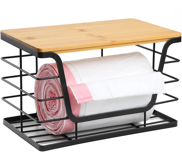 Main image of Extra Large Trash Bag Holder Dispenser With Bamboo Top, Wall Mounted Garbage Bag Dispenser Roll Holder for Kitchen Laundry Room Organization