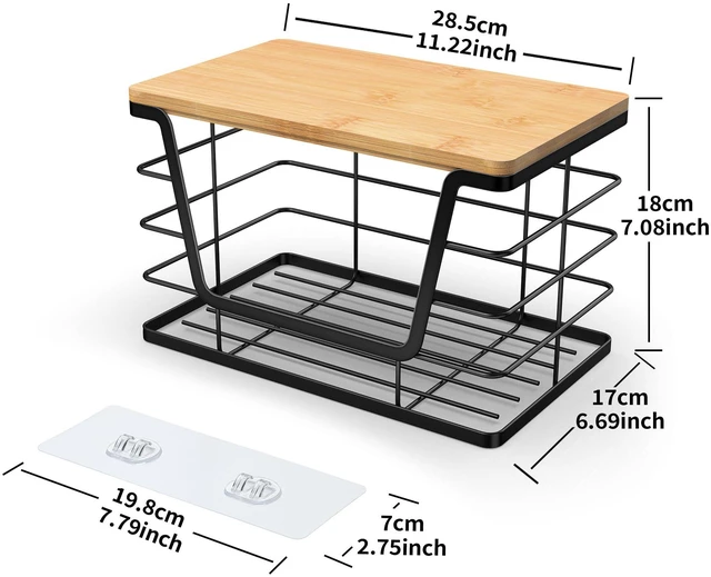 Alt view image 6 of 7 - Extra Large Trash Bag Holder Dispenser With Bamboo Top, Wall Mounted Garbage Bag Dispenser Roll Holder for Kitchen Laundry Room Organization