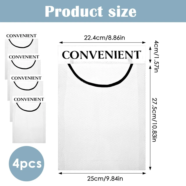 Alt view image 2 of 7 - 4PCS Plastic Bag Holder for Cabinet Mesh Grocery Bag Holder, Sticky Wall Mount Storage Dispensers, Recycling Garbage Folding Hanging Storage Bags Grocery Bags Holders White
