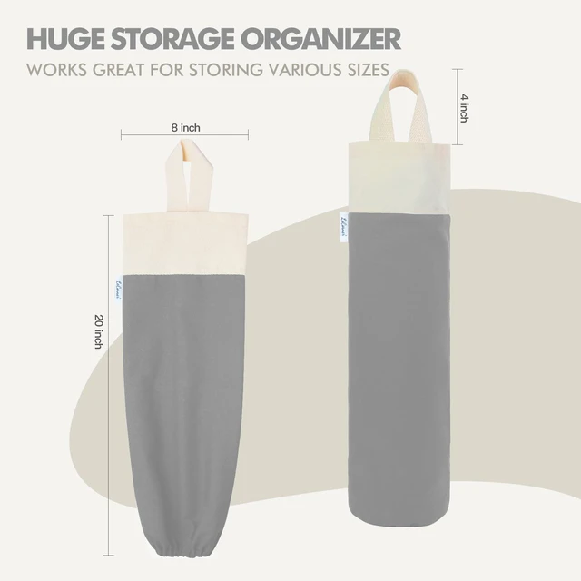 Alt view image 2 of 7 - Plastic Bag Holder, Wall Mount Grocery Bag Holder for Plastic Bags | Cotton Shopping Garbage Sack Organizer, Large Trash Bag Dispenser for Home Kitchen Storage Decor, French Grey Color