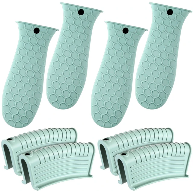 Main image of 8Pcs Silicone Cast Iron Handle Cover,Mint Green | Heat Resistant Pot Holders, Non Slip Pan Handle Sleeve for Kitchen, Reusable Grip Covers for Frying Pans and Skillets