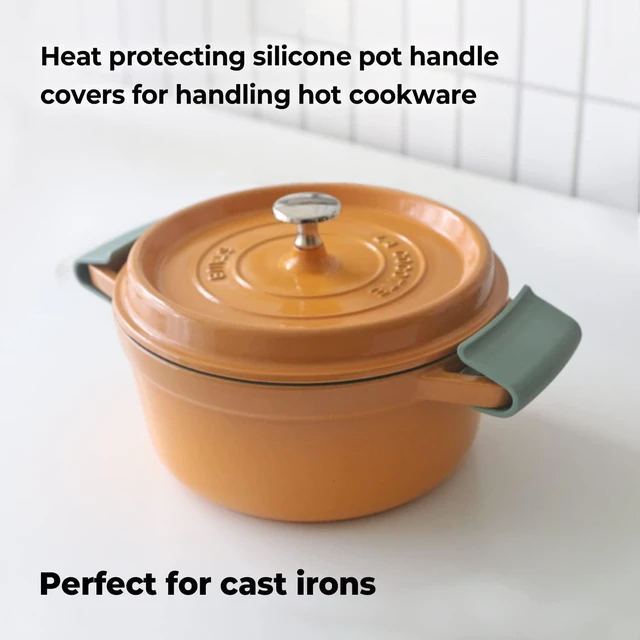 Alt view image 2 of 7 - Silicone Pot Holders, 1 Pair (2 pcs) - Soy Green | Heat Resistant Pot Handle Covers for Kitchen, Accessories for Cast Iron or Ceramic Dutch Ovens