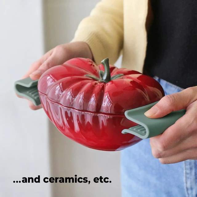 Alt view image 3 of 7 - Silicone Pot Holders, 1 Pair (2 pcs) - Soy Green | Heat Resistant Pot Handle Covers for Kitchen, Accessories for Cast Iron or Ceramic Dutch Ovens
