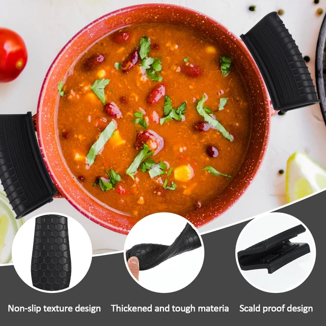 Alt view image 4 of 7 - 8 Pack Silicone Hot Handle Holder Cover Cast Iron Handle Cover Silicone Pot Holders Heat Resistant Assist Pan Handle Sleeve Non-Slip Pot Handle Covers for Cast Iron Skillet Metal Pan