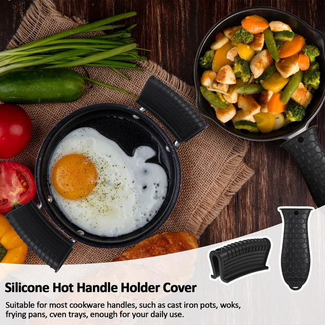 Alt view image 5 of 7 - 8 Pack Silicone Hot Handle Holder Cover Cast Iron Handle Cover Silicone Pot Holders Heat Resistant Assist Pan Handle Sleeve Non-Slip Pot Handle Covers for Cast Iron Skillet Metal Pan
