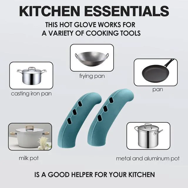 Alt view image 3 of 7 - 6 Pack Heat Resistant Silicone Pot Handle Covers Universal Fit for Pots Pans and Skillets Non Slip Grip Protects Hands from Hot Handles (Green)
