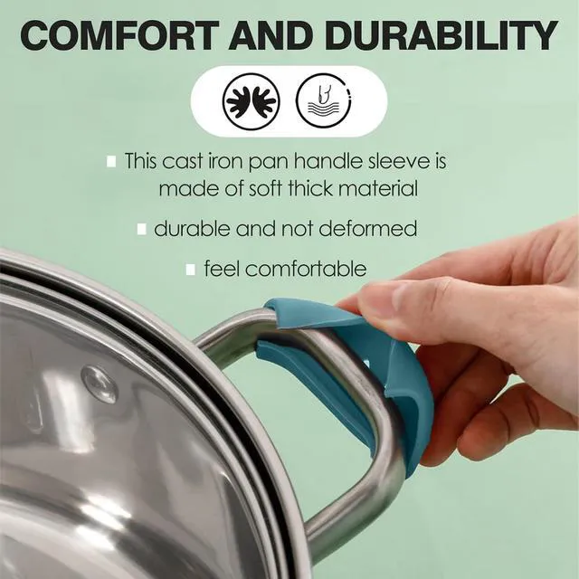 Alt view image 4 of 7 - 6 Pack Heat Resistant Silicone Pot Handle Covers Universal Fit for Pots Pans and Skillets Non Slip Grip Protects Hands from Hot Handles (Green)
