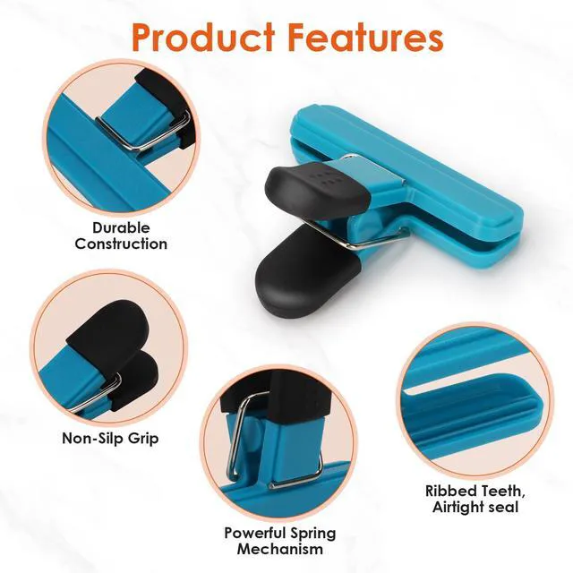Alt view image 7 of 7 - Chip Clips, 8 Pack Food Clips, Upgrade Wide Open Bag Clips for Food Storage with Air Tight Seal Grip (4 x L, 4 x S)
