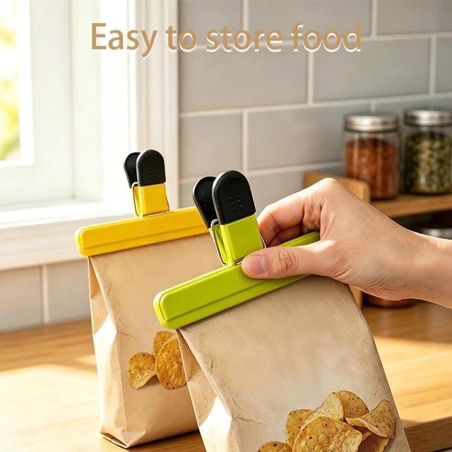 Alt view image 4 of 5 - 6 Pack Large Plastic Chip Clips, Heavy Duty Snack Bag Sealing Clips, Reusable Food Storage Grips for Kitchen, Home and Office, 15.5×8.5cm / 6.10×3.35 Inch.
