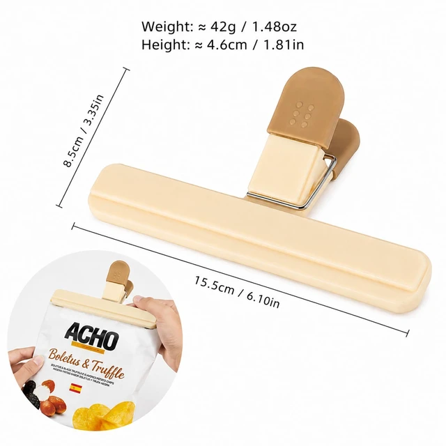 Alt view image 2 of 7 - 5 Pack Large Chip Bag Clips, Heavy Duty Food Storage Sealer with Strong Grip, Jumbo Snack Holder for Chips, Coffee, Bread and Kitchen Storage, Reusable Plastic Clamp