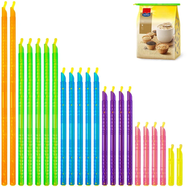 Main image of 22 Pack Food Bag Sealer Sticks, Reusable Chip Bag Clips, Plastic ZOXILEN | Sliding Sealing Rods, Airtight Watertight Keep food fresh, Storage Accessories for Kitchen, 6 Different Sizes, Colors
