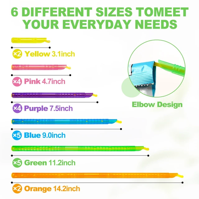 Alt view image 2 of 7 - 22 Pack Food Bag Sealer Sticks, Reusable Chip Bag Clips, Plastic ZOXILEN | Sliding Sealing Rods, Airtight Watertight Keep food fresh, Storage Accessories for Kitchen, 6 Different Sizes, Colors